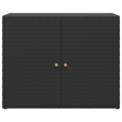 Garden Storage Cabinet Black 100x55.5x80 cm Poly Rattan