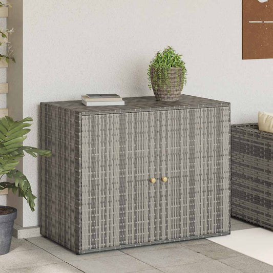 Garden Storage Cabinet Grey 100x55.5x80 cm Poly Rattan