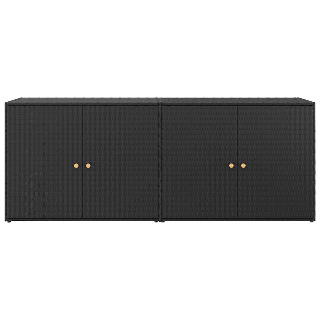 Garden Storage Cabinet Black 198x55.5x80 cm Poly Rattan
