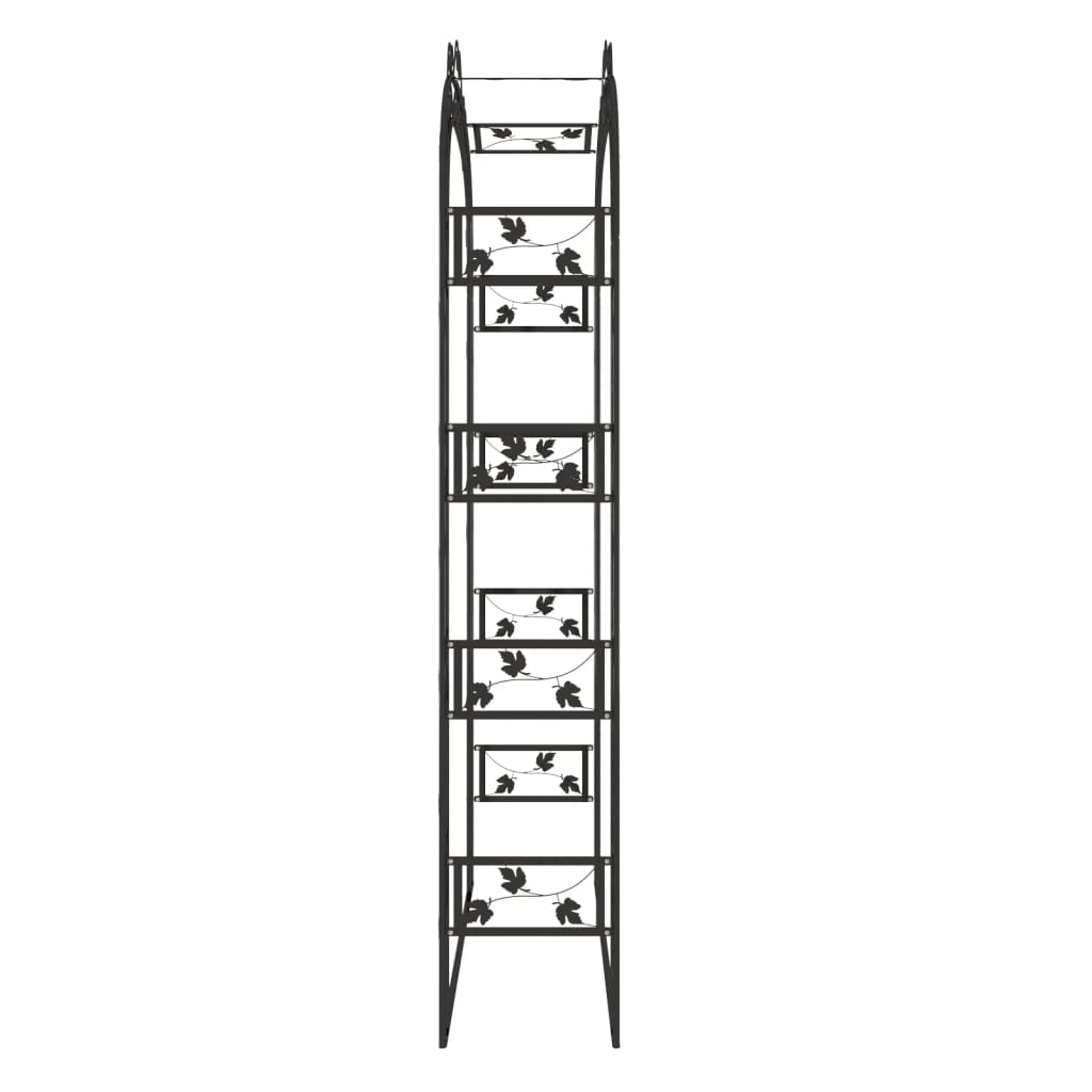 vidaXL Garden Arch Black Powder-Coated Steel Large Decorative Inlays