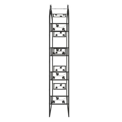 vidaXL Garden Arch Black Powder-Coated Steel Large Decorative Inlays