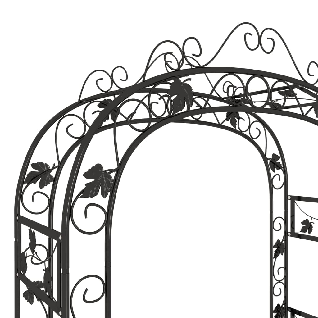 vidaXL Garden Arch Black Powder-Coated Steel Large Decorative Inlays