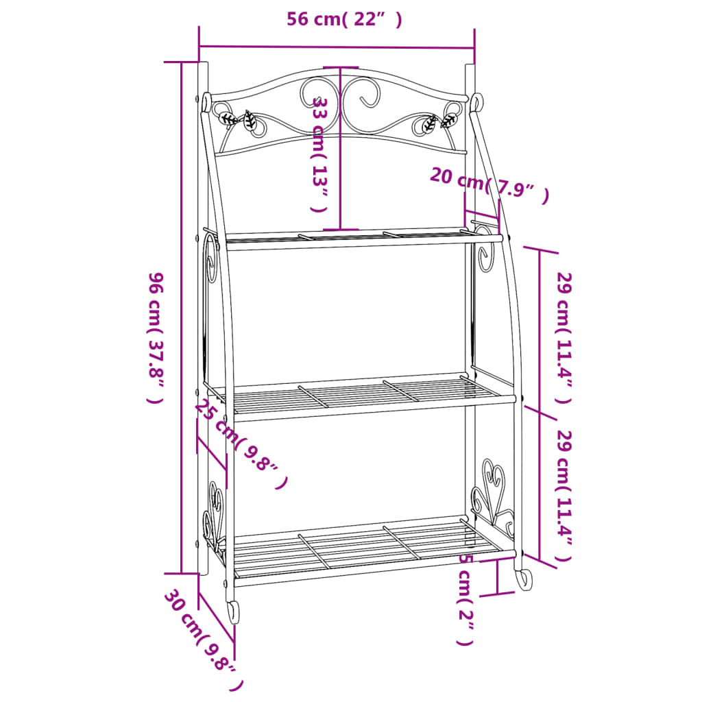 Flower Rack Black Powder-coated Steel Flower Rack Rectangular