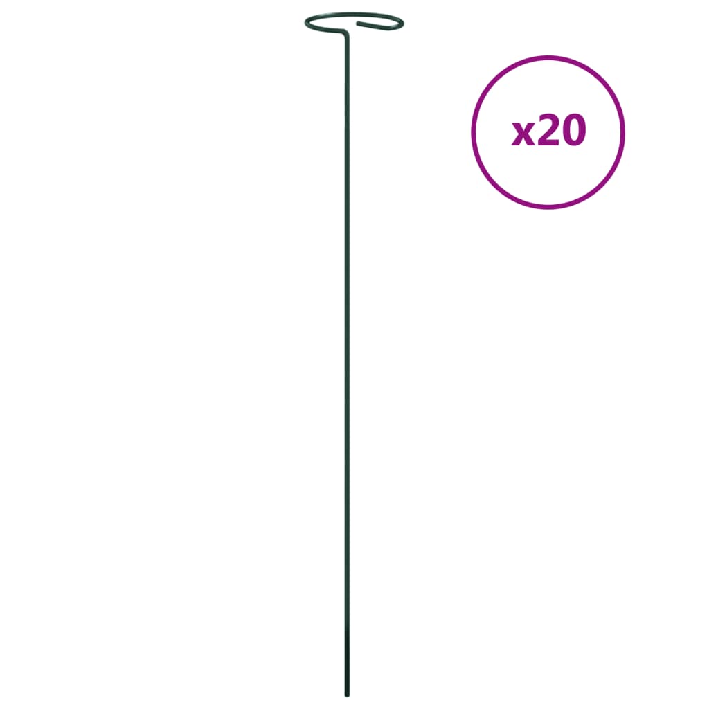 vidaXL Plant Stake Set of 20 Dark Green Steel 16 in length Durable