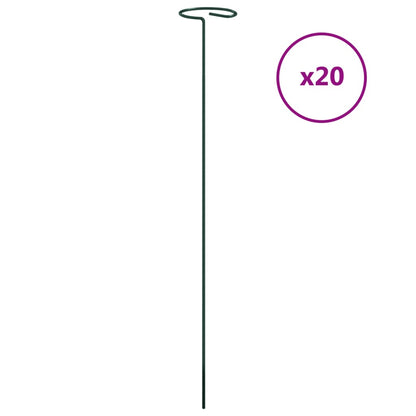 vidaXL Plant Stake Set of 20 Dark Green Steel 16 in length Durable