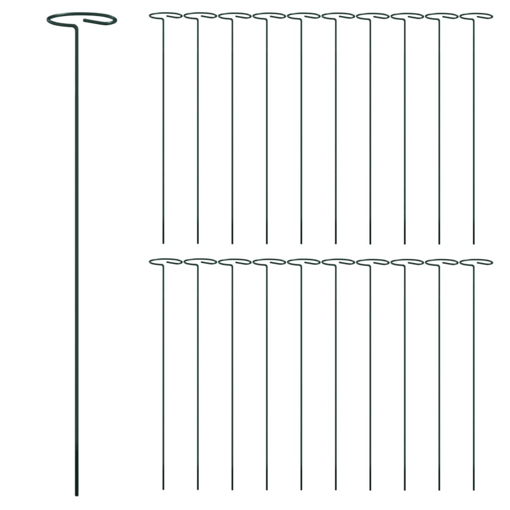 vidaXL Plant Stake Set of 20 Dark Green Steel 16 in length Durable