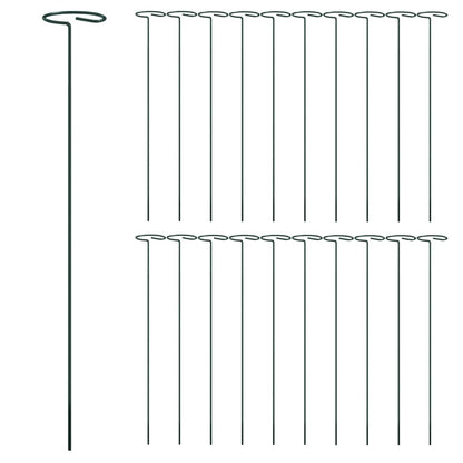 vidaXL Plant Stake Set of 20 Dark Green Steel 16 in length Durable