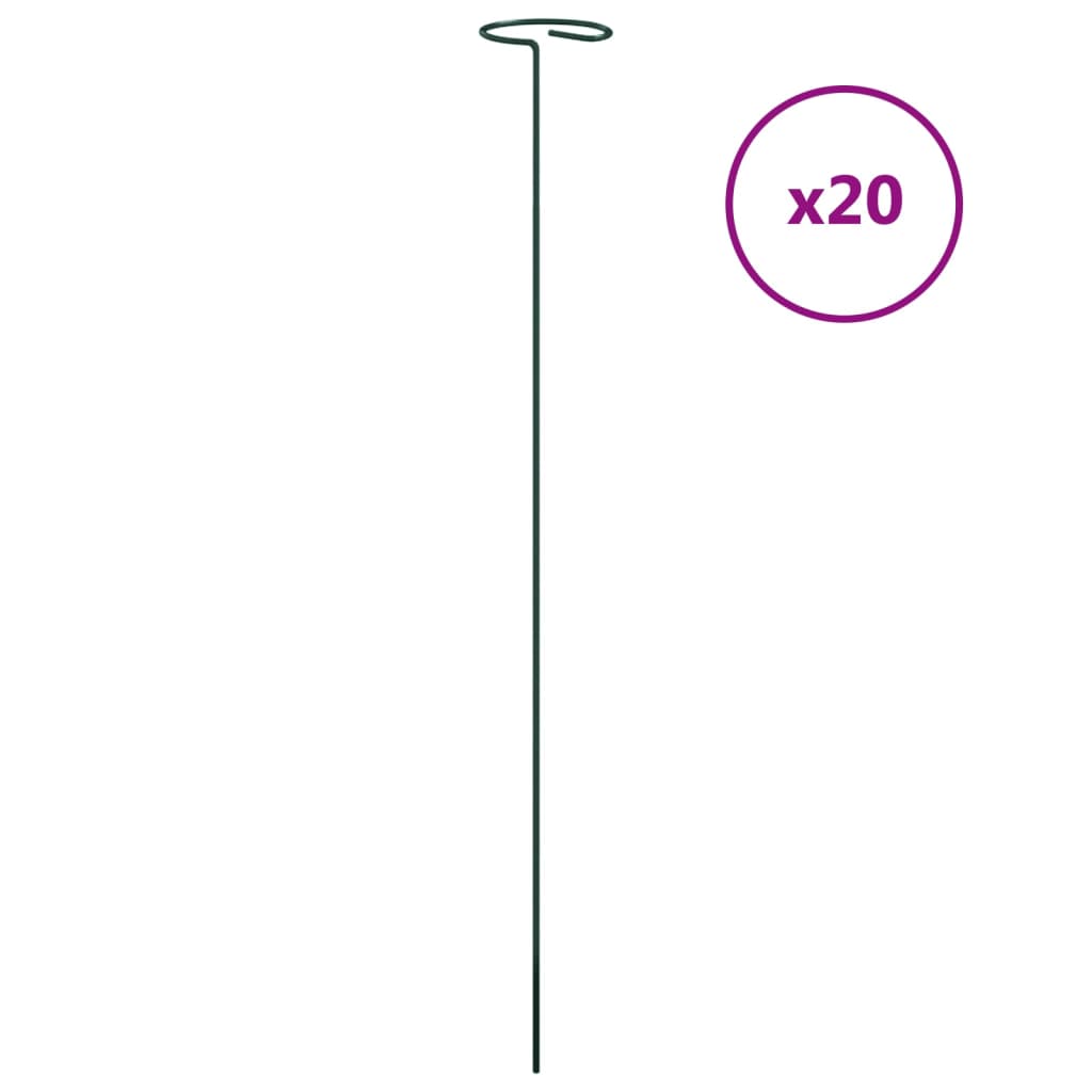 vidaXL Plant Stake Set of 20 Dark Green Steel 24 in Long Tough