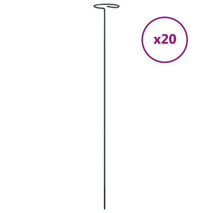 vidaXL Plant Stake Set of 20 Dark Green Steel 24 in Long Tough