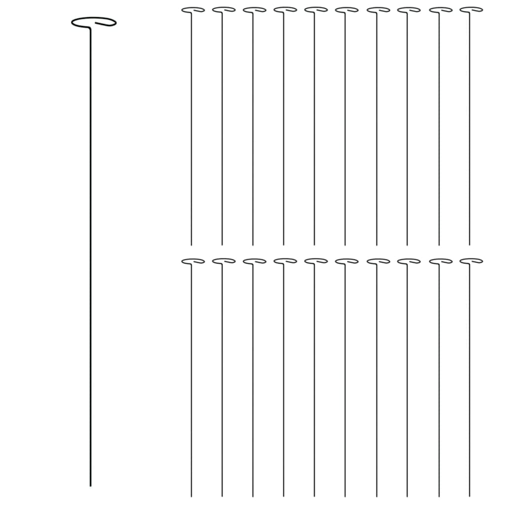 vidaXL Plant Stake Set of 20 Dark Green Steel 24 in Long Tough