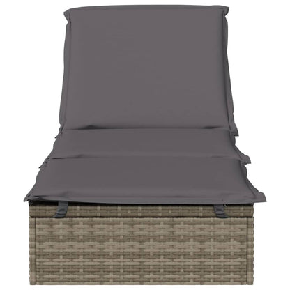 Sunbed 1 pc with Cushion Gray 79.1"x21.7"x24.4" Poly Rattan