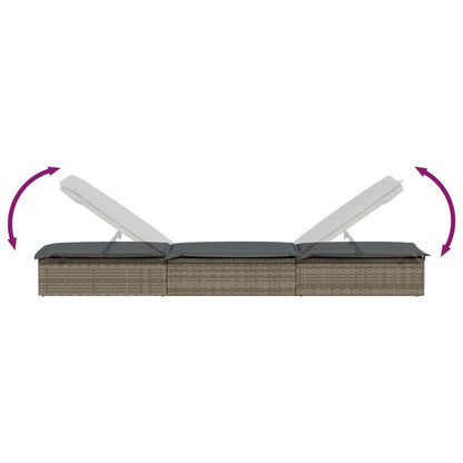Sunbed 1 pc with Cushion Gray 79.1"x21.7"x24.4" Poly Rattan