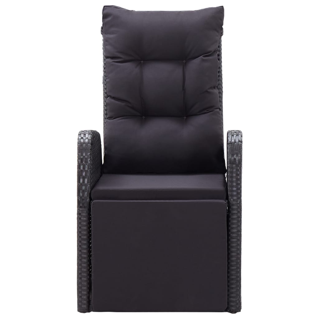 Reclining Patio Chairs with Cushions 2 pcs Black Poly Rattan