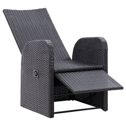 Reclining Patio Chairs with Cushions 2 pcs Black Poly Rattan