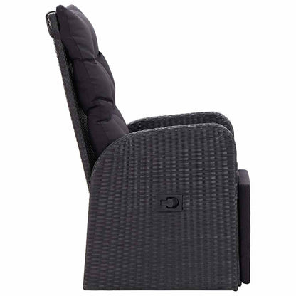 Reclining Patio Chairs with Cushions 2 pcs Black Poly Rattan