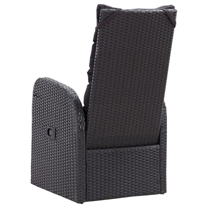 Reclining Patio Chairs with Cushions 2 pcs Black Poly Rattan