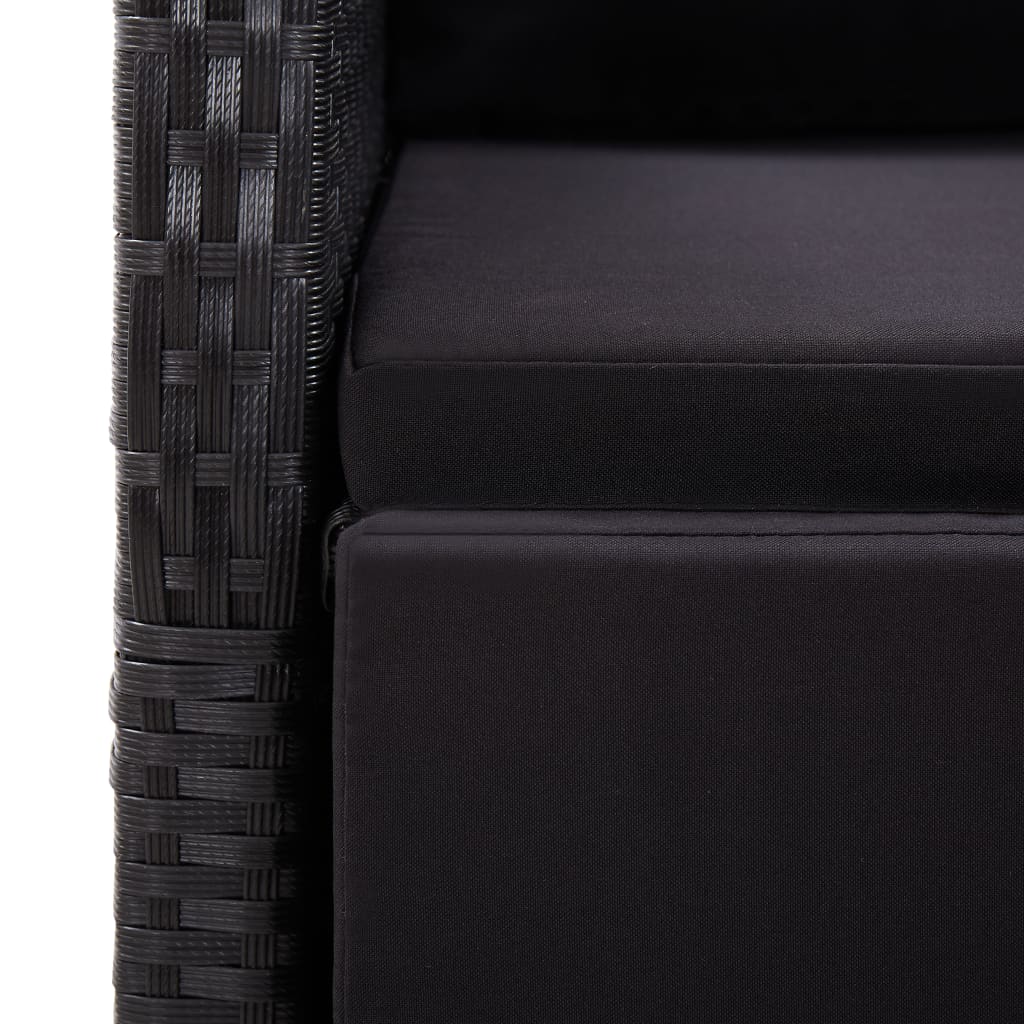 Reclining Patio Chairs with Cushions 2 pcs Black Poly Rattan