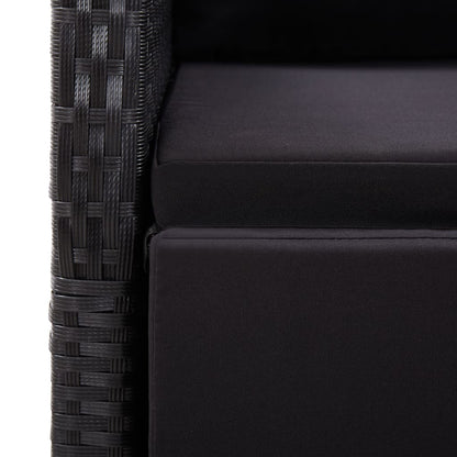 Reclining Patio Chairs with Cushions 2 pcs Black Poly Rattan