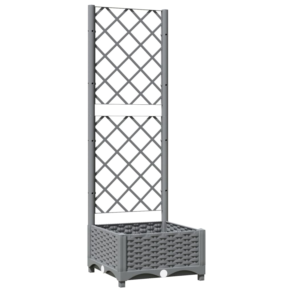 Garden Planter with Trellis Light Grey 40x40x121,5 cm PP