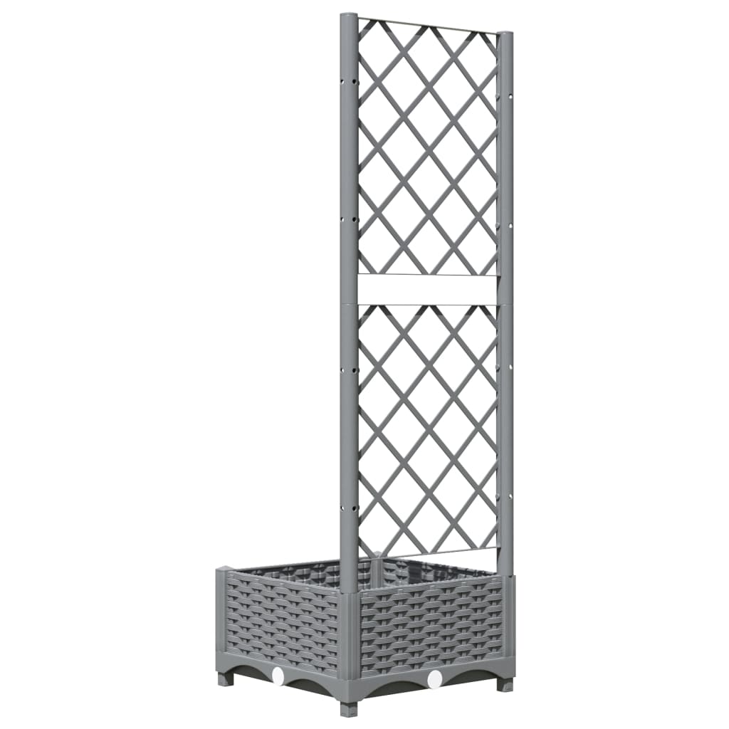 Garden Planter with Trellis Light Grey 40x40x121,5 cm PP