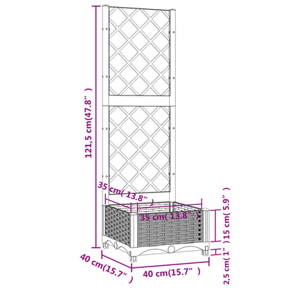 Garden Planter with Trellis Light Grey 40x40x121,5 cm PP