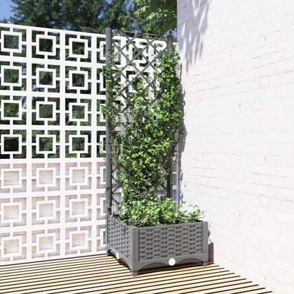 Garden Planter with Trellis Light Grey 40x40x121,5 cm PP