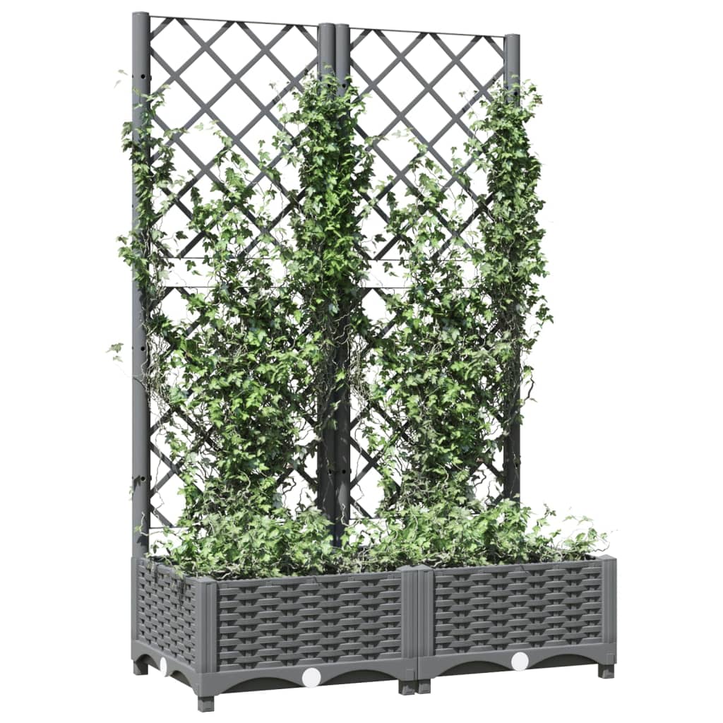 Garden Planter with Trellis Light Grey 80x40x121,5 cm PP