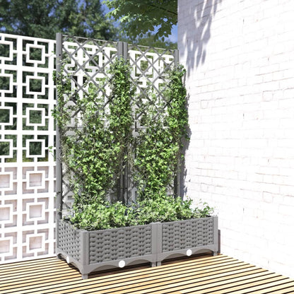 Garden Planter with Trellis Light Grey 80x40x121,5 cm PP
