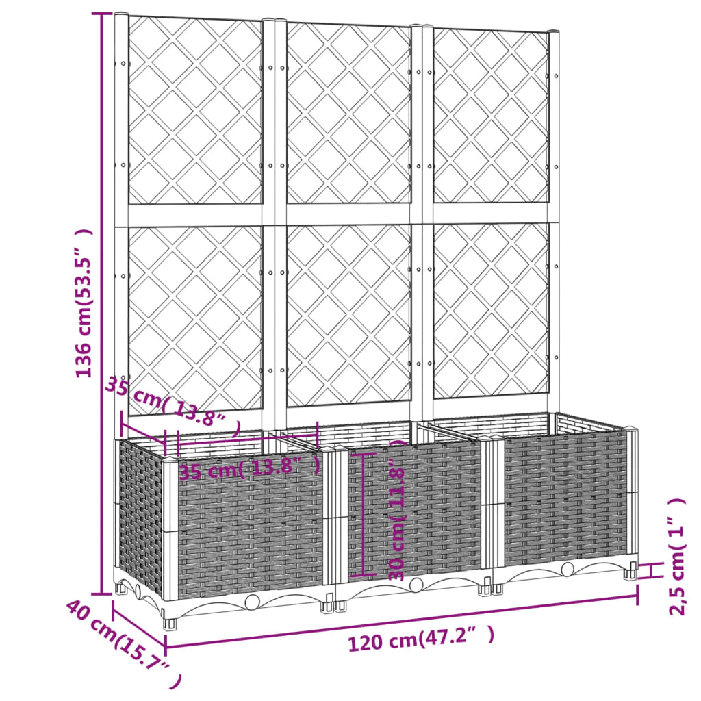 Garden Planter Light Grey 120 x 40 x 136 cm