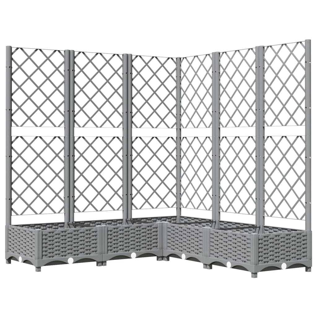 Garden Planter with Trellis Light Grey 120x120x121,5 cm PP