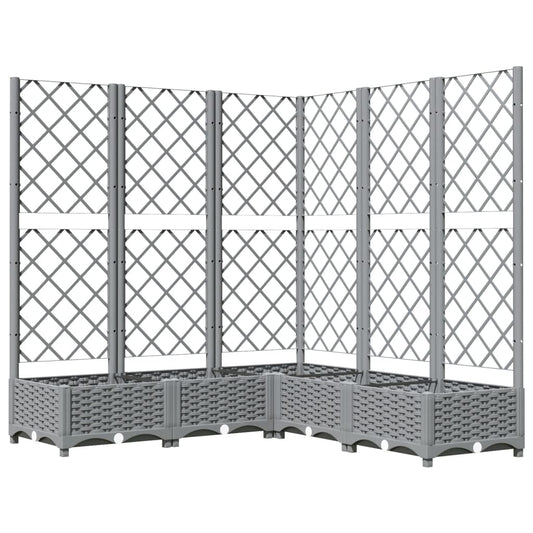 Garden Planter with Trellis Light Grey 120x120x121,5 cm PP