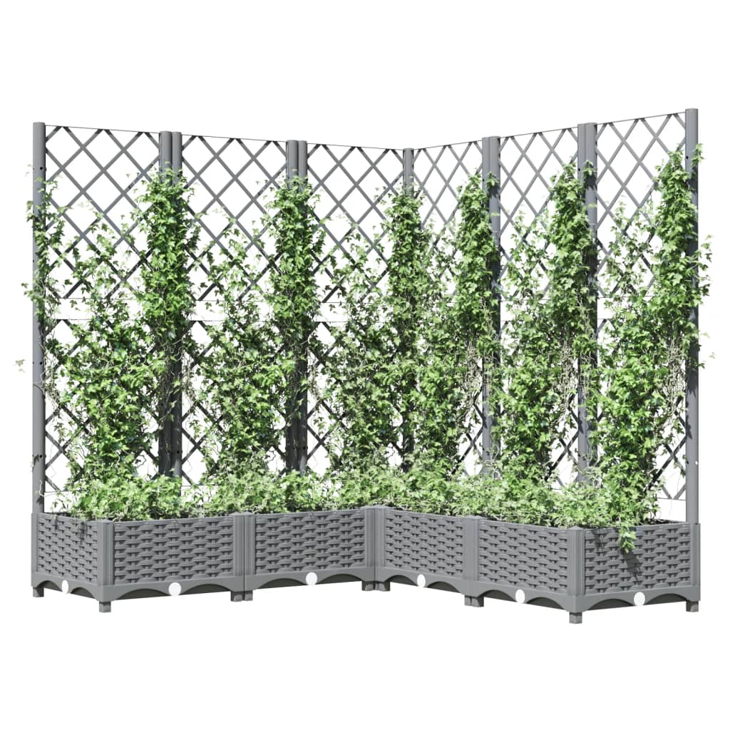 Garden Planter with Trellis Light Grey 120x120x121,5 cm PP