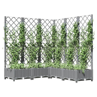 Garden Planter with Trellis Light Grey 120x120x121,5 cm PP
