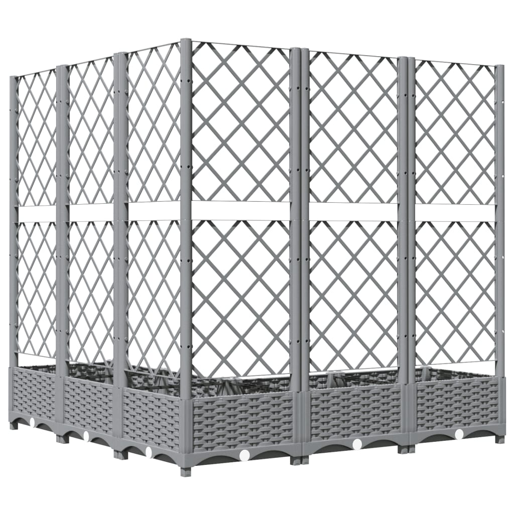 Garden Planter with Trellis Light Grey 120x120x121,5 cm PP
