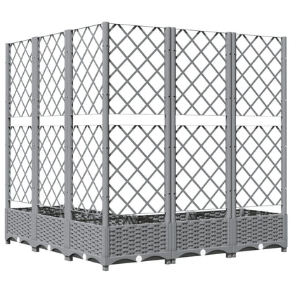 Garden Planter with Trellis Light Grey 120x120x121,5 cm PP