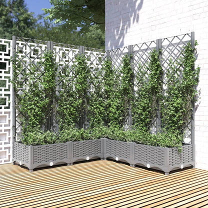 Garden Planter with Trellis Light Grey 120x120x121,5 cm PP