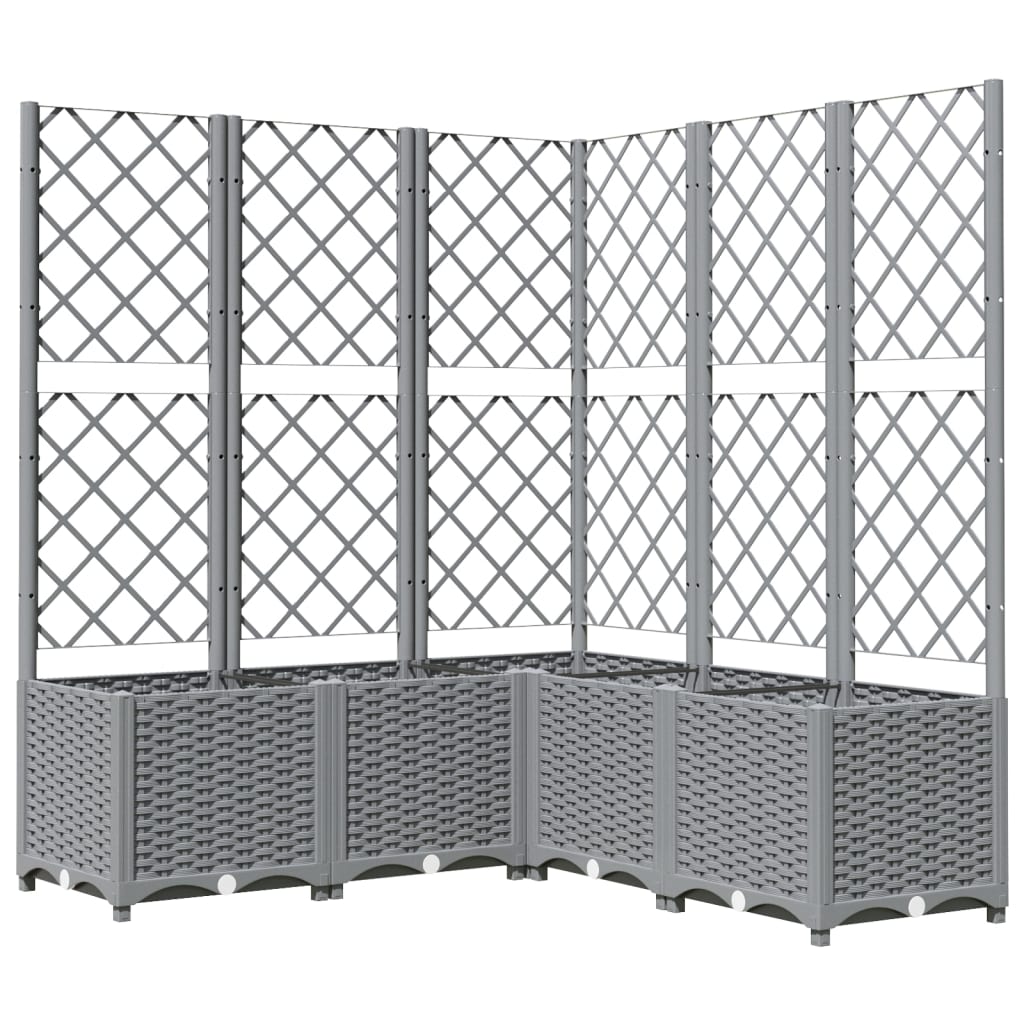Garden Planter with Trellis Light Grey 120x120x136 cm Polypropylene
