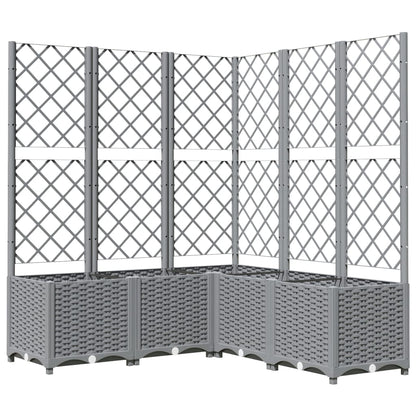 Garden Planter with Trellis Light Grey 120x120x136 cm Polypropylene
