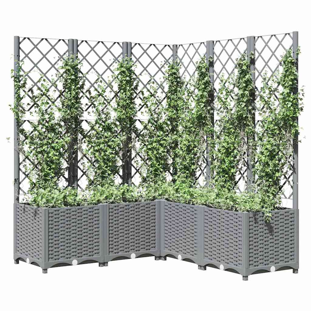 Garden Planter with Trellis Light Grey 120x120x136 cm Polypropylene