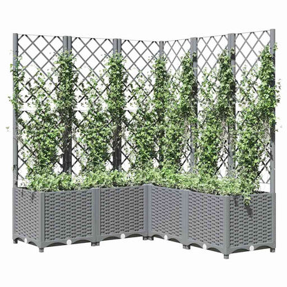 Garden Planter with Trellis Light Grey 120x120x136 cm Polypropylene