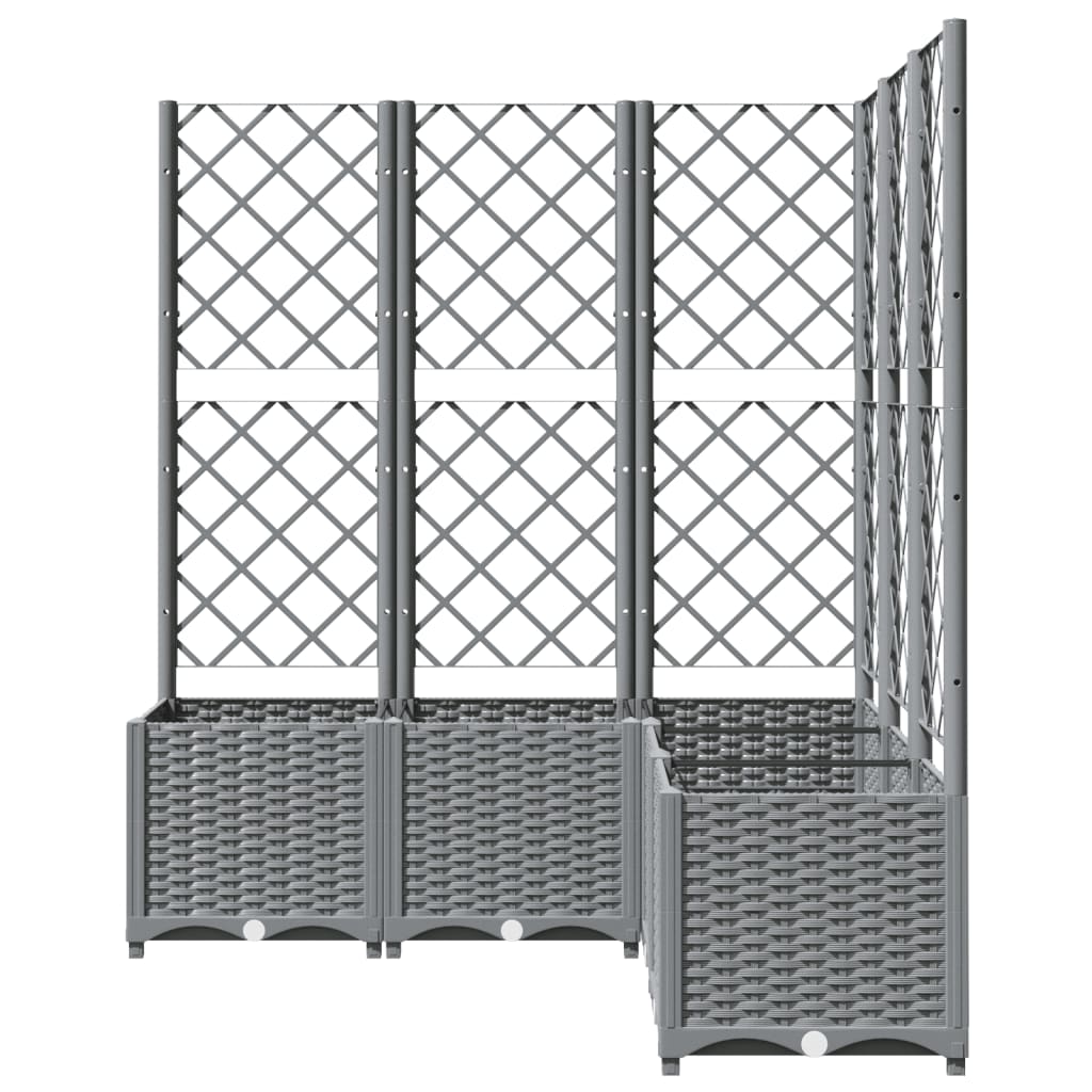 Garden Planter with Trellis Light Grey 120x120x136 cm Polypropylene