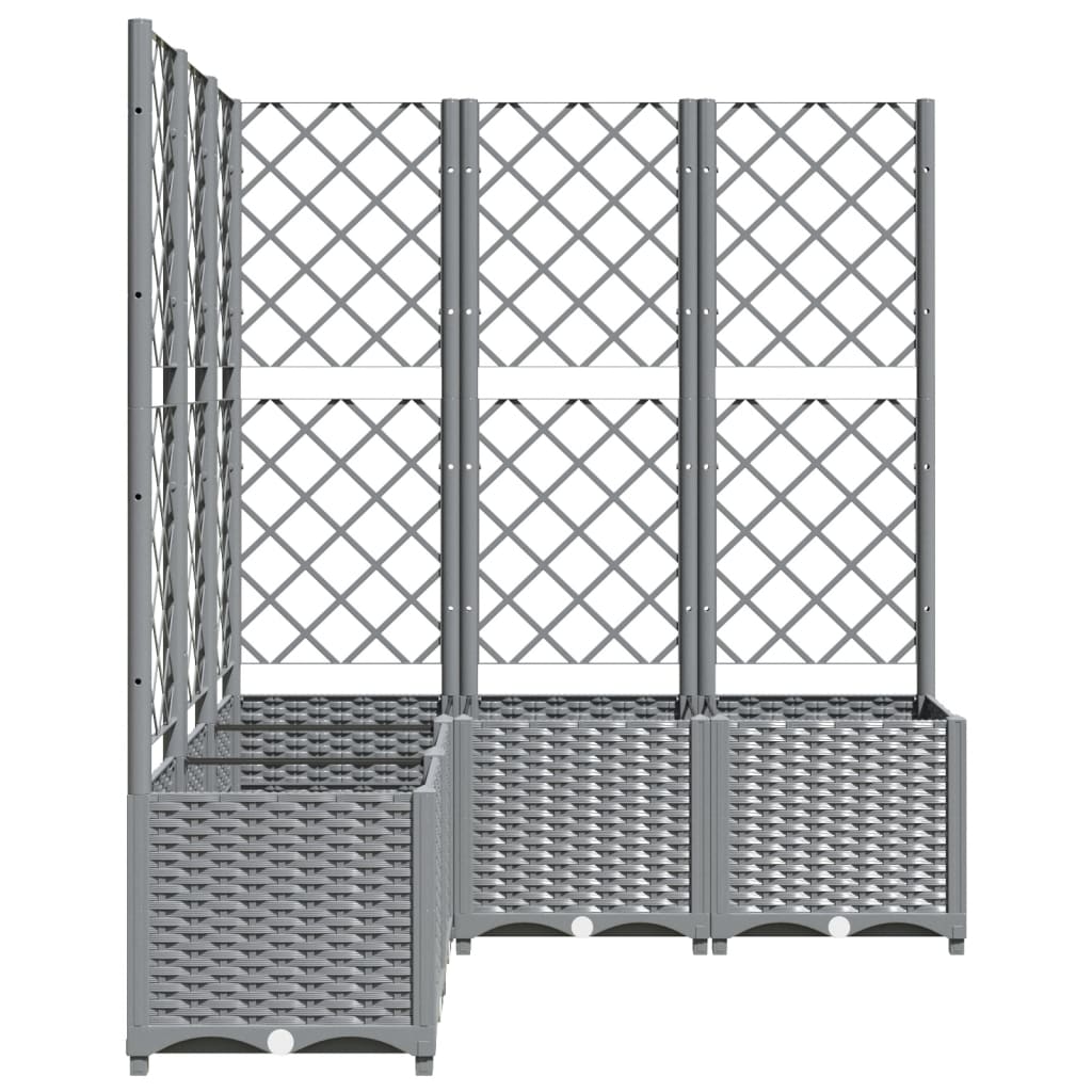 Garden Planter with Trellis Light Grey 120x120x136 cm Polypropylene
