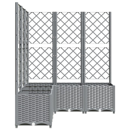 Garden Planter with Trellis Light Grey 120x120x136 cm Polypropylene