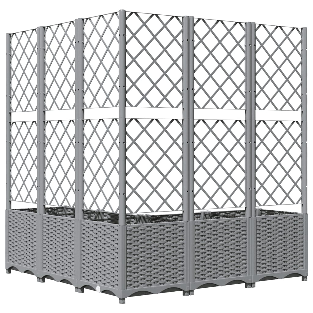 Garden Planter with Trellis Light Grey 120x120x136 cm Polypropylene