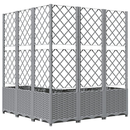 Garden Planter with Trellis Light Grey 120x120x136 cm Polypropylene