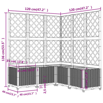 Garden Planter with Trellis Light Grey 120x120x136 cm Polypropylene