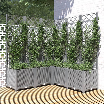 Garden Planter with Trellis Light Grey 120x120x136 cm Polypropylene