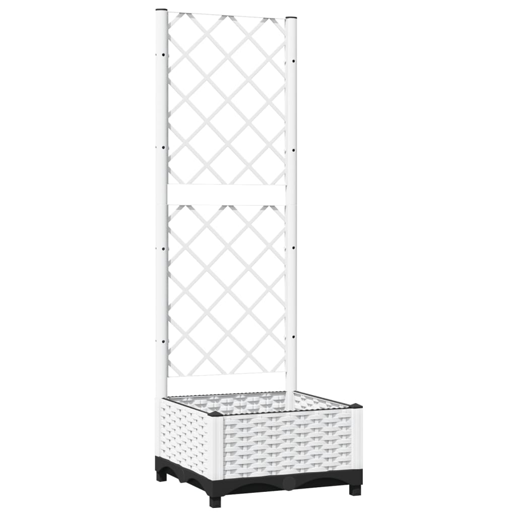 Garden Planter with Trellis White 40x40x121,5 cm PP