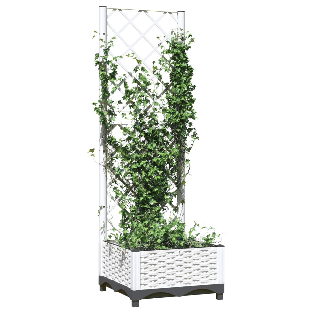 Garden Planter with Trellis White 40x40x121,5 cm PP