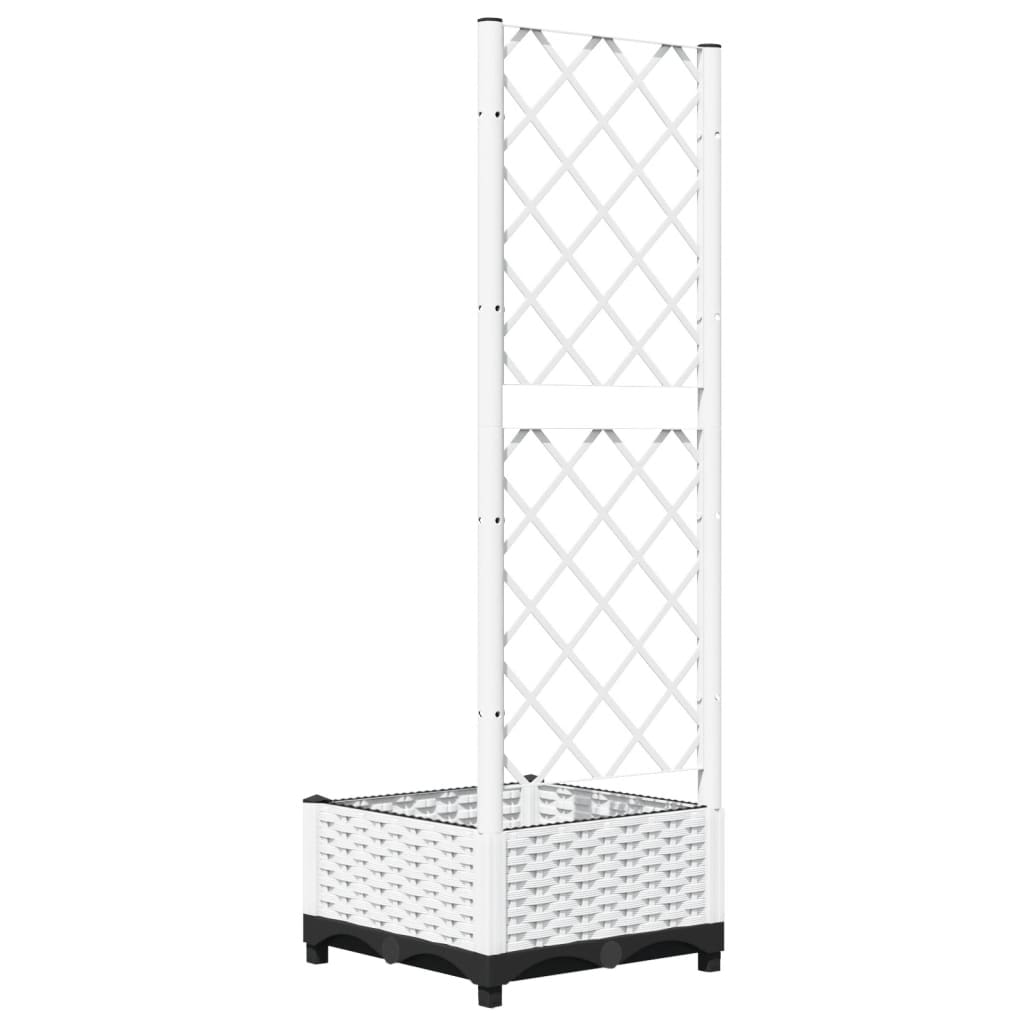 Garden Planter with Trellis White 40x40x121,5 cm PP